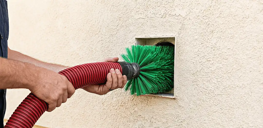 Air duct cleaning brush removing debris from a vent opening in Tampa, FL