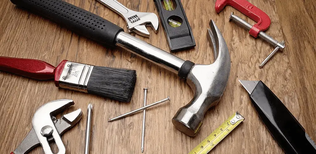 Handyman tools laid out for home repair and maintenance work in Tampa, FL