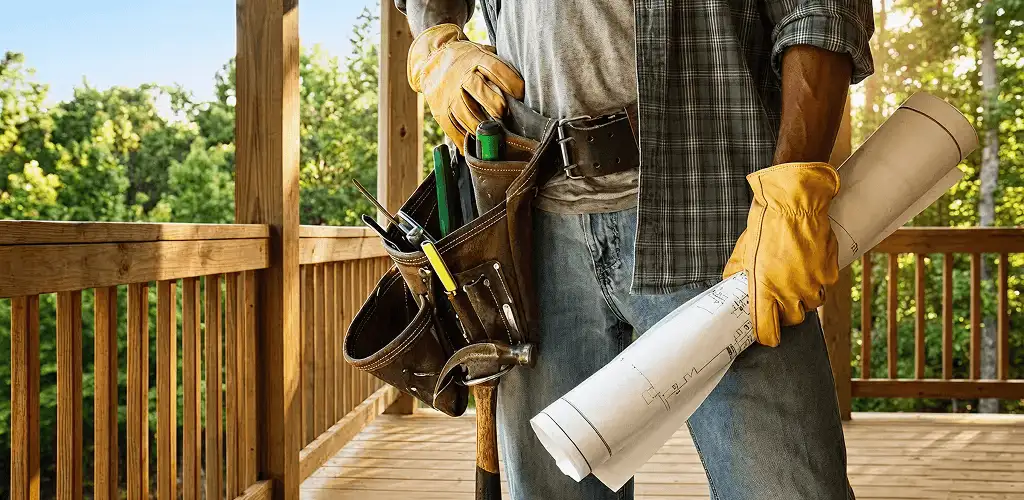 Professional handyman with tool belt ready for home repairs in Tampa, FL