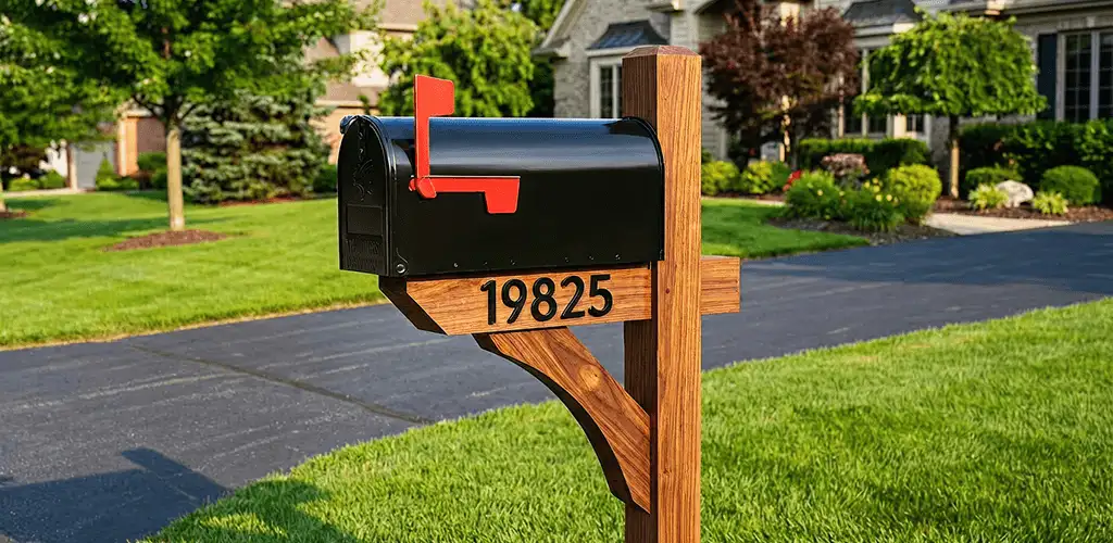 New mailbox installation with post and address number for a home in Tampa, FL