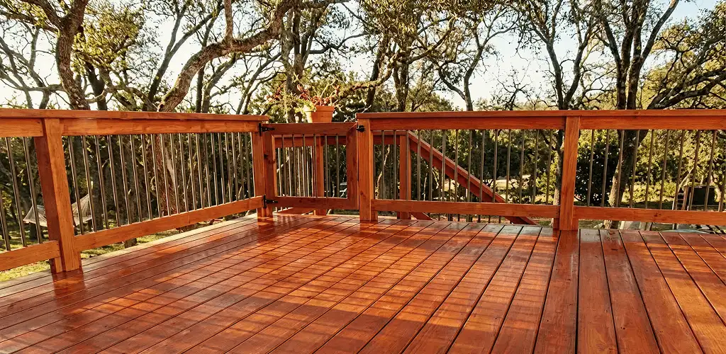 Deck sealing results with a freshly sealed wood deck in Tampa, FL